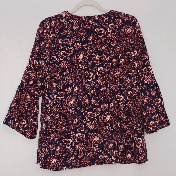 BOHO Gloria Vanderbilt Paisley V-Neck Blouse with Side Slits Size Medium - Picture 2 of 10